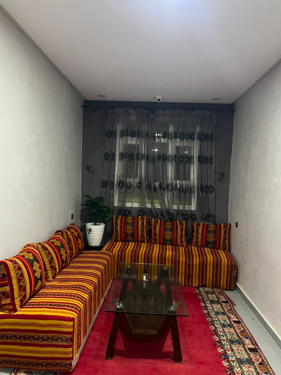 Moroccan lounge seating area at La Bananeraie SurfCamp