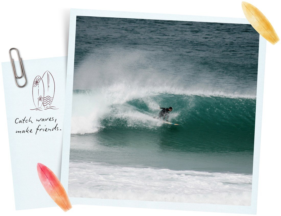 Surfer riding a barreling wave near Tamri, Morocco — Chill and Surf package